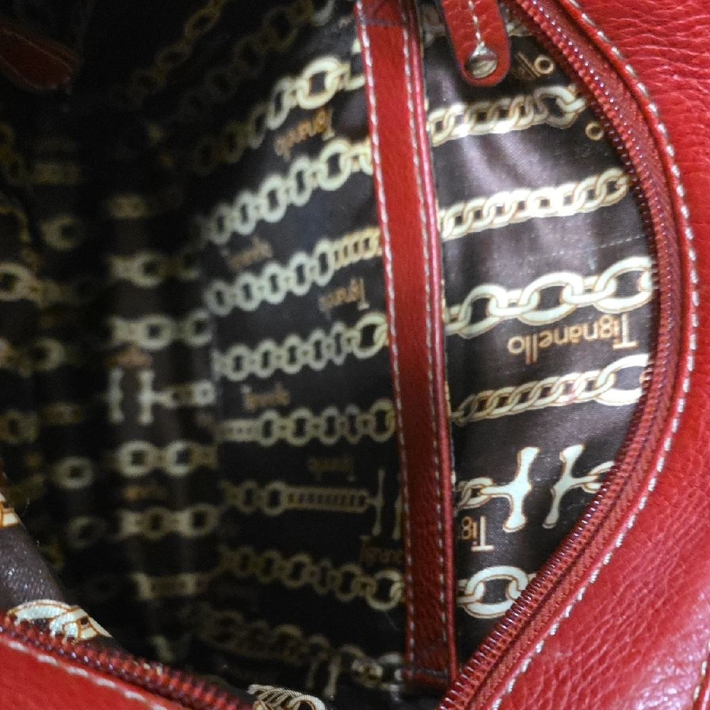 Tignanello Chic Red Leather Crossbody Bag‎ Lightweight Casual Small Bag - Picture 13 of 16